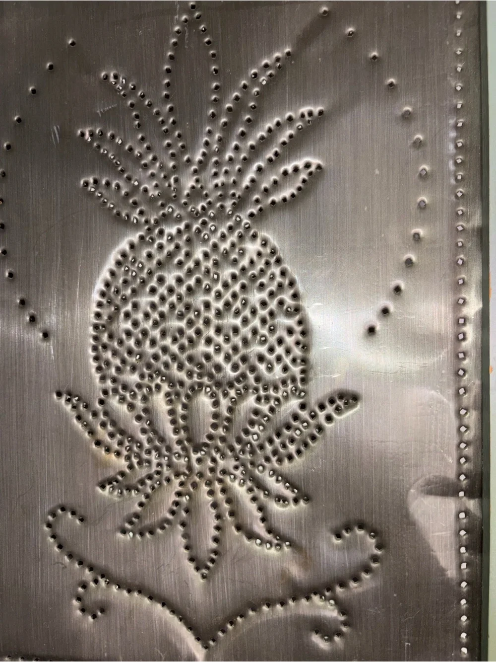 Punched Tin Pineapple Wall Art in Sage Green Frame